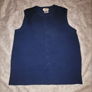 Talbots Blue Wool Sleeveless Sweater to Match Cardigan